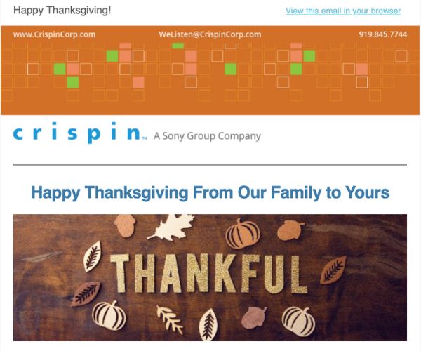 Crispin wishes happy thanksgiving